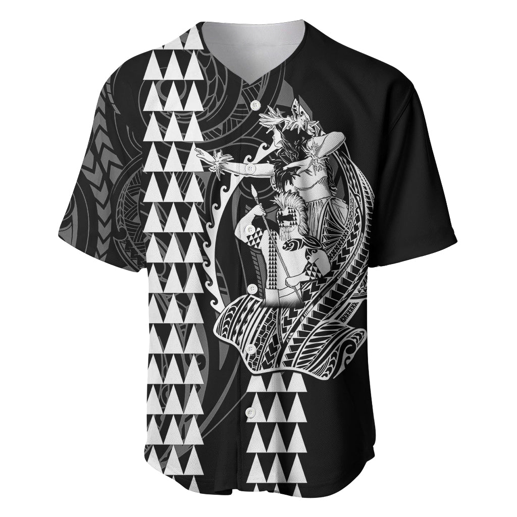 Polynesian Baseball Jersey Hawaiian Warrior and Aloha Girl With Hammerhead Shark Tattoos White LT6 - Wonder Print Shop