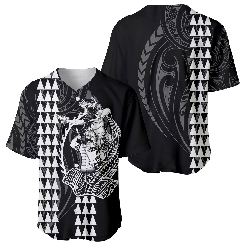 Polynesian Baseball Jersey Hawaiian Warrior and Aloha Girl With Hammerhead Shark Tattoos White LT6 - Wonder Print Shop