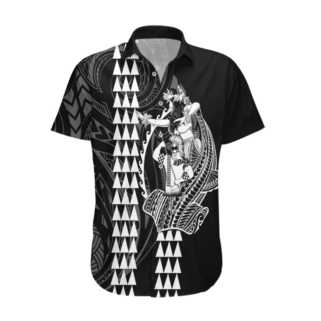 Polynesian Hawaiian Shirt Hawaiian Warrior and Aloha Girl With Hammerhead Shark Tattoos White LT6 - Wonder Print Shop