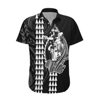 Polynesian Hawaiian Shirt Hawaiian Warrior and Aloha Girl With Hammerhead Shark Tattoos White LT6 - Wonder Print Shop