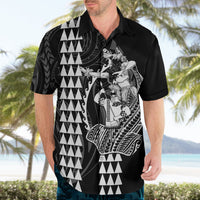 Polynesian Hawaiian Shirt Hawaiian Warrior and Aloha Girl With Hammerhead Shark Tattoos White LT6 - Wonder Print Shop
