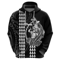 Polynesian Hoodie Hawaiian Warrior and Aloha Girl With Hammerhead Shark Tattoos White LT6 - Wonder Print Shop