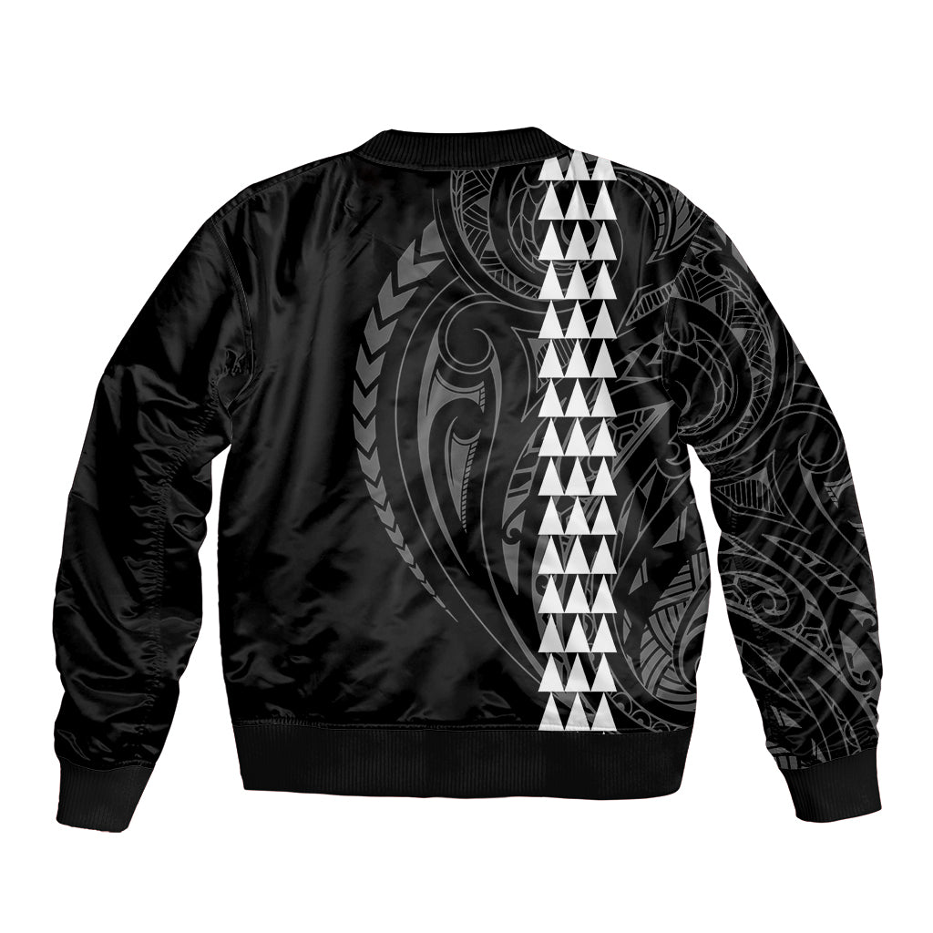 Polynesian Sleeve Zip Bomber Jacket Hawaiian Warrior and Aloha Girl With Hammerhead Shark Tattoos White LT6 - Wonder Print Shop