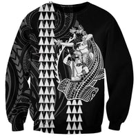 Polynesian Sweatshirt Hawaiian Warrior and Aloha Girl With Hammerhead Shark Tattoos White LT6 - Wonder Print Shop