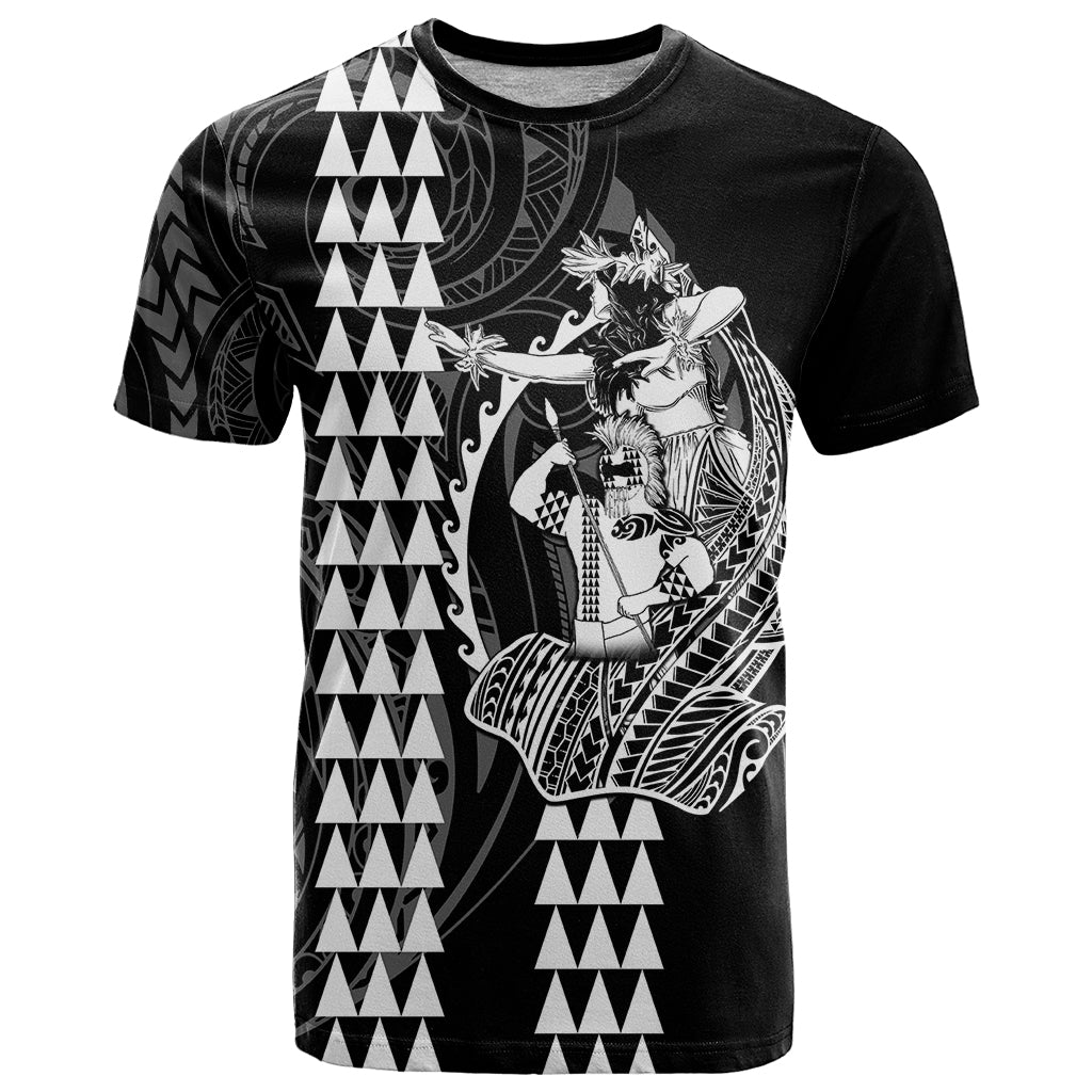 Polynesian T Shirt Hawaiian Warrior and Aloha Girl With Hammerhead Shark Tattoos White LT6 - Wonder Print Shop