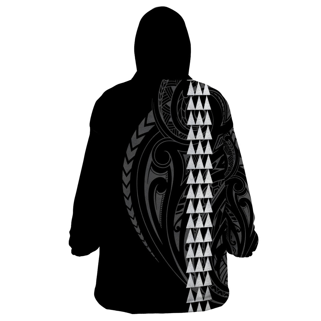 Polynesian Wearable Blanket Hoodie Hawaiian Warrior and Aloha Girl With Hammerhead Shark Tattoos White LT6 - Wonder Print Shop