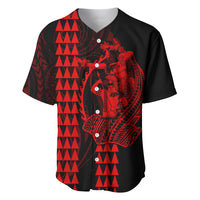 Polynesian Baseball Jersey Hawaiian Warrior and Aloha Girl With Hammerhead Shark Tattoos Red LT6 - Wonder Print Shop