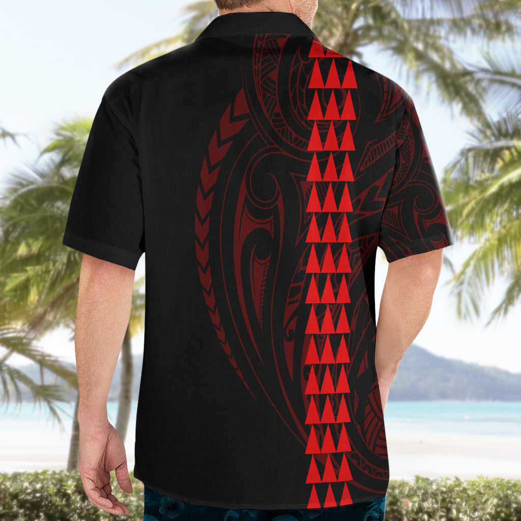 Polynesian Hawaiian Shirt Hawaiian Warrior and Aloha Girl With Hammerhead Shark Tattoos Red LT6 - Wonder Print Shop