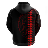 Polynesian Hoodie Hawaiian Warrior and Aloha Girl With Hammerhead Shark Tattoos Red LT6 - Wonder Print Shop