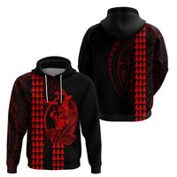 Polynesian Hoodie Hawaiian Warrior and Aloha Girl With Hammerhead Shark Tattoos Red LT6 - Wonder Print Shop