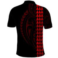 Polynesian Polo Shirt Hawaiian Warrior and Aloha Girl With Hammerhead Shark Tattoos Red LT6 - Wonder Print Shop