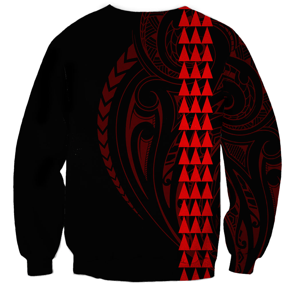Polynesian Sweatshirt Hawaiian Warrior and Aloha Girl With Hammerhead Shark Tattoos Red LT6 - Wonder Print Shop
