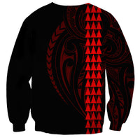 Polynesian Sweatshirt Hawaiian Warrior and Aloha Girl With Hammerhead Shark Tattoos Red LT6 - Wonder Print Shop