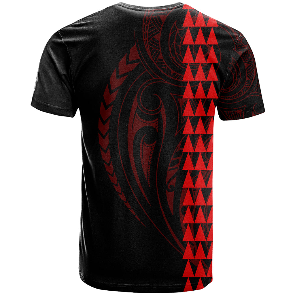 Polynesian T Shirt Hawaiian Warrior and Aloha Girl With Hammerhead Shark Tattoos Red LT6 - Wonder Print Shop