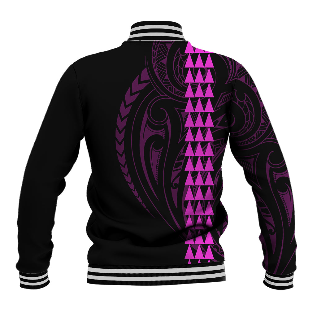 Polynesian Baseball Jacket Hawaiian Warrior and Aloha Girl With Hammerhead Shark Tattoos Purple LT6 - Wonder Print Shop