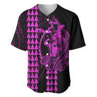 Polynesian Baseball Jersey Hawaiian Warrior and Aloha Girl With Hammerhead Shark Tattoos Purple LT6 - Wonder Print Shop