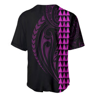 Polynesian Baseball Jersey Hawaiian Warrior and Aloha Girl With Hammerhead Shark Tattoos Purple LT6 - Wonder Print Shop