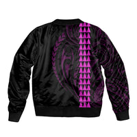 Polynesian Bomber Jacket Hawaiian Warrior and Aloha Girl With Hammerhead Shark Tattoos Purple LT6 - Wonder Print Shop