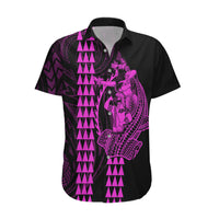 Polynesian Hawaiian Shirt Hawaiian Warrior and Aloha Girl With Hammerhead Shark Tattoos Purple LT6 - Wonder Print Shop