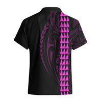 Polynesian Hawaiian Shirt Hawaiian Warrior and Aloha Girl With Hammerhead Shark Tattoos Purple LT6 - Wonder Print Shop