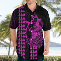 Polynesian Hawaiian Shirt Hawaiian Warrior and Aloha Girl With Hammerhead Shark Tattoos Purple LT6 - Wonder Print Shop