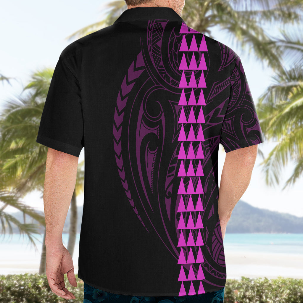 Polynesian Hawaiian Shirt Hawaiian Warrior and Aloha Girl With Hammerhead Shark Tattoos Purple LT6 - Wonder Print Shop