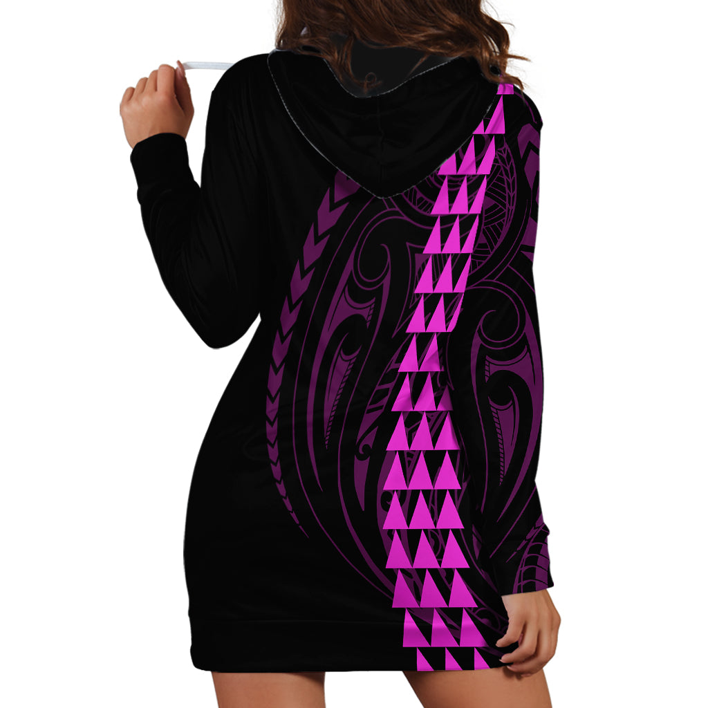 Polynesian Hoodie Dress Hawaiian Warrior and Aloha Girl With Hammerhead Shark Tattoos Purple LT6 - Wonder Print Shop