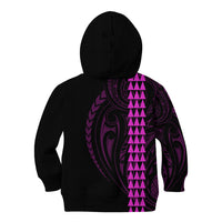Polynesian Kid Hoodie Hawaiian Warrior and Aloha Girl With Hammerhead Shark Tattoos Purple LT6 - Wonder Print Shop