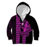 Polynesian Kid Hoodie Hawaiian Warrior and Aloha Girl With Hammerhead Shark Tattoos Purple LT6 - Wonder Print Shop