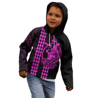 Polynesian Kid Hoodie Hawaiian Warrior and Aloha Girl With Hammerhead Shark Tattoos Purple LT6 - Wonder Print Shop