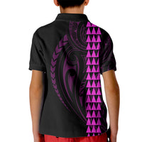Polynesian Kid Polo Shirt Hawaiian Warrior and Aloha Girl With Hammerhead Shark Tattoos Purple LT6 - Wonder Print Shop