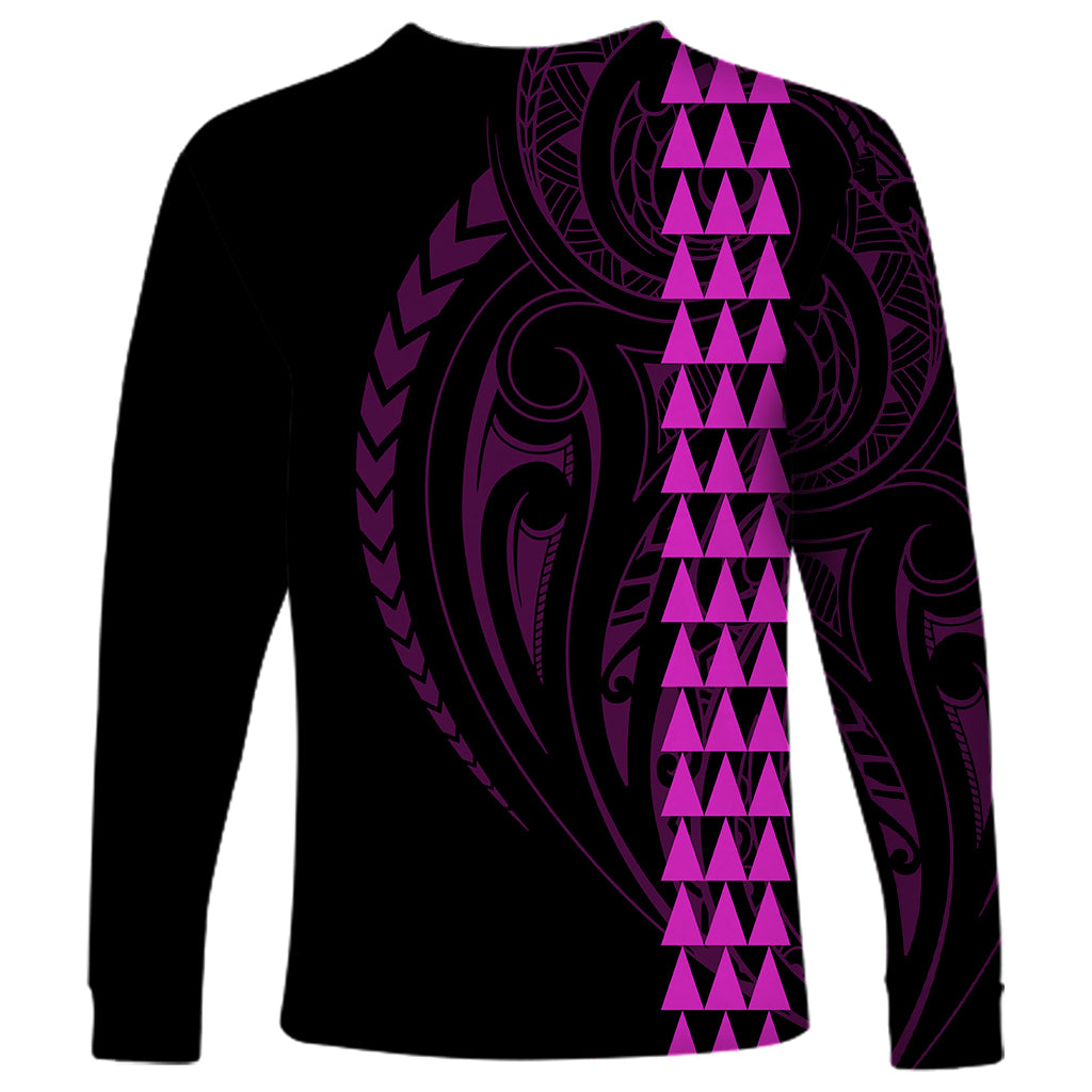 Polynesian Long Sleeve Shirt Hawaiian Warrior and Aloha Girl With Hammerhead Shark Tattoos Purple LT6 - Wonder Print Shop