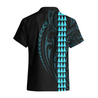 Polynesian Hawaiian Shirt Hawaiian Warrior and Aloha Girl With Hammerhead Shark Tattoos Light Blue LT6 - Wonder Print Shop