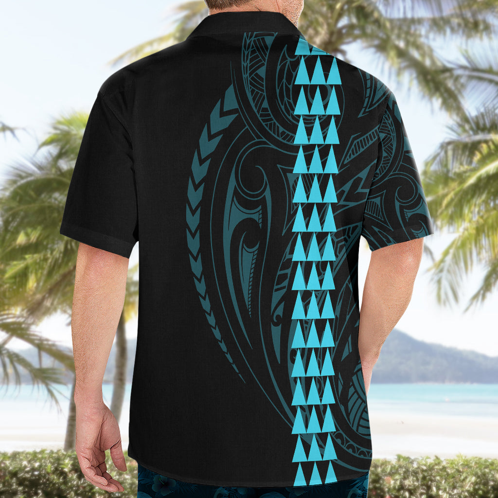 Polynesian Hawaiian Shirt Hawaiian Warrior and Aloha Girl With Hammerhead Shark Tattoos Light Blue LT6 - Wonder Print Shop