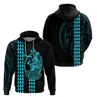 Polynesian Hoodie Hawaiian Warrior and Aloha Girl With Hammerhead Shark Tattoos Light Blue LT6 - Wonder Print Shop