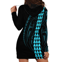 Polynesian Hoodie Dress Hawaiian Warrior and Aloha Girl With Hammerhead Shark Tattoos Light Blue LT6 - Wonder Print Shop