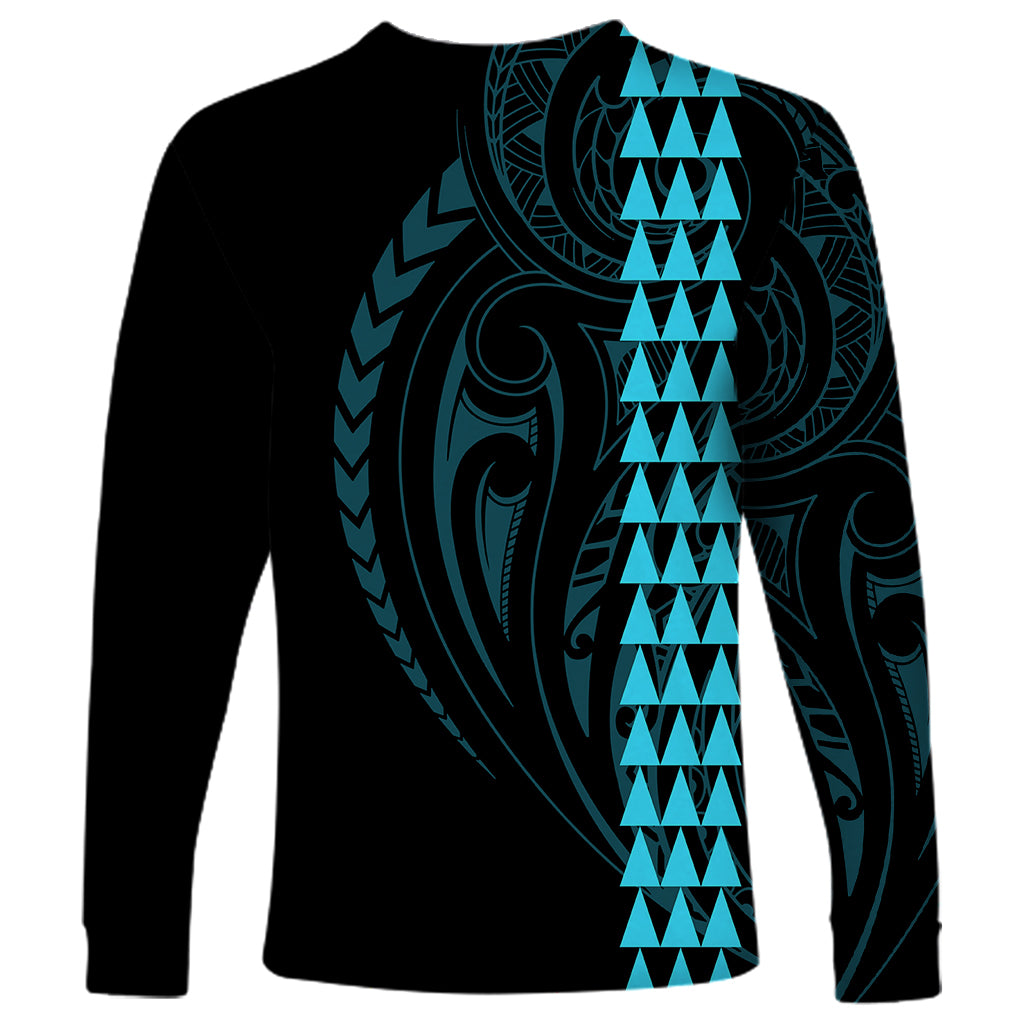 Polynesian Long Sleeve Shirt Hawaiian Warrior and Aloha Girl With Hammerhead Shark Tattoos Light Blue LT6 - Wonder Print Shop