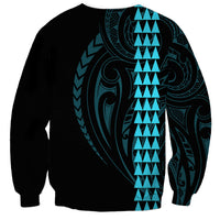 Polynesian Sweatshirt Hawaiian Warrior and Aloha Girl With Hammerhead Shark Tattoos Light Blue LT6 - Wonder Print Shop