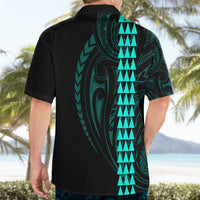 Polynesian Hawaiian Shirt Hawaiian Warrior and Aloha Girl With Hammerhead Shark Tattoos Turquoise LT6 - Wonder Print Shop