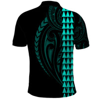 Polynesian Polo Shirt Hawaiian Warrior and Aloha Girl With Hammerhead Shark Tattoos Turquoise LT6 - Wonder Print Shop