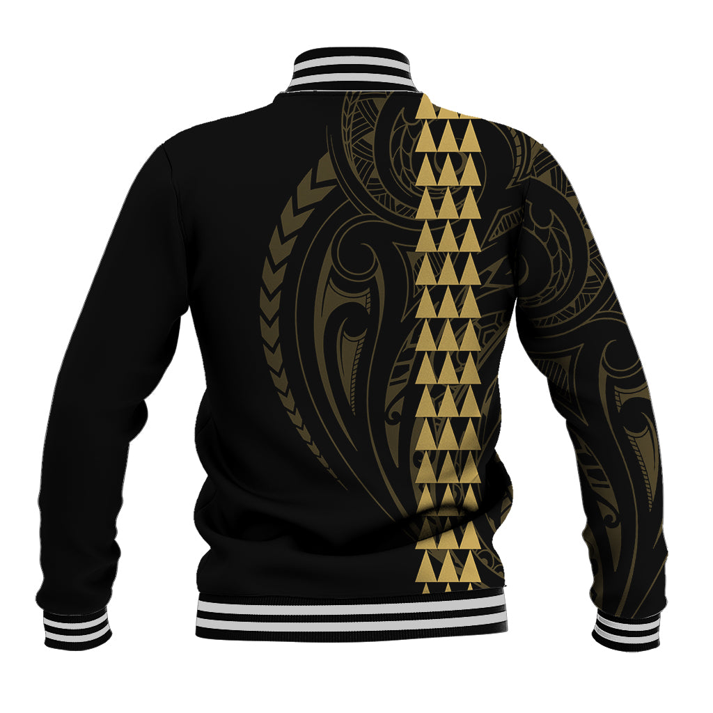 Polynesian Baseball Jacket Hawaiian Warrior and Aloha Girl With Hammerhead Shark Tattoos Gold LT6 - Wonder Print Shop