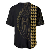 Polynesian Baseball Jersey Hawaiian Warrior and Aloha Girl With Hammerhead Shark Tattoos Gold LT6 - Wonder Print Shop