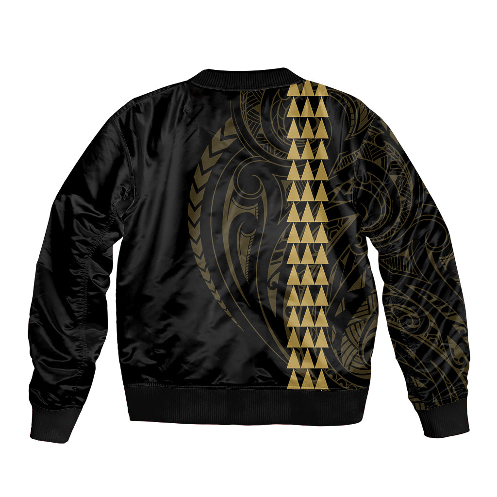 Polynesian Bomber Jacket Hawaiian Warrior and Aloha Girl With Hammerhead Shark Tattoos Gold LT6 - Wonder Print Shop