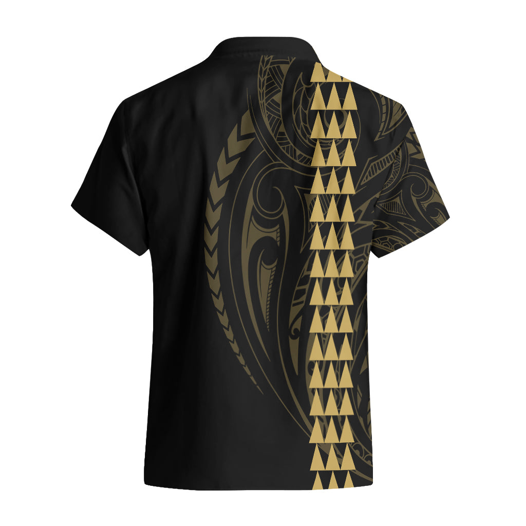 Polynesian Hawaiian Shirt Hawaiian Warrior and Aloha Girl With Hammerhead Shark Tattoos Gold LT6 - Wonder Print Shop