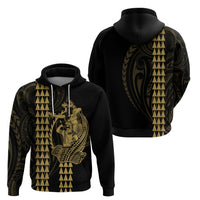 Polynesian Hoodie Hawaiian Warrior and Aloha Girl With Hammerhead Shark Tattoos Gold LT6 - Wonder Print Shop