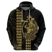 Polynesian Hoodie Hawaiian Warrior and Aloha Girl With Hammerhead Shark Tattoos Gold LT6 - Wonder Print Shop