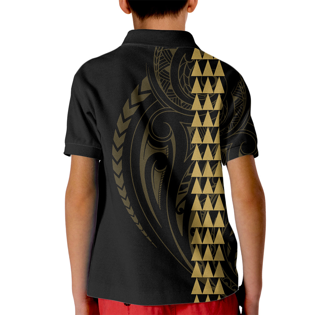 Polynesian Kid Polo Shirt Hawaiian Warrior and Aloha Girl With Hammerhead Shark Tattoos Gold LT6 - Wonder Print Shop