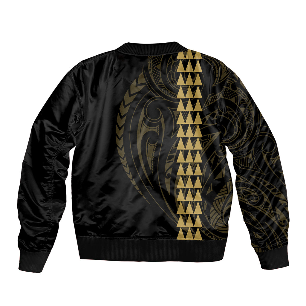 Polynesian Sleeve Zip Bomber Jacket Hawaiian Warrior and Aloha Girl With Hammerhead Shark Tattoos Gold LT6 - Wonder Print Shop