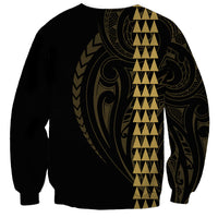 Polynesian Sweatshirt Hawaiian Warrior and Aloha Girl With Hammerhead Shark Tattoos Gold LT6 - Wonder Print Shop