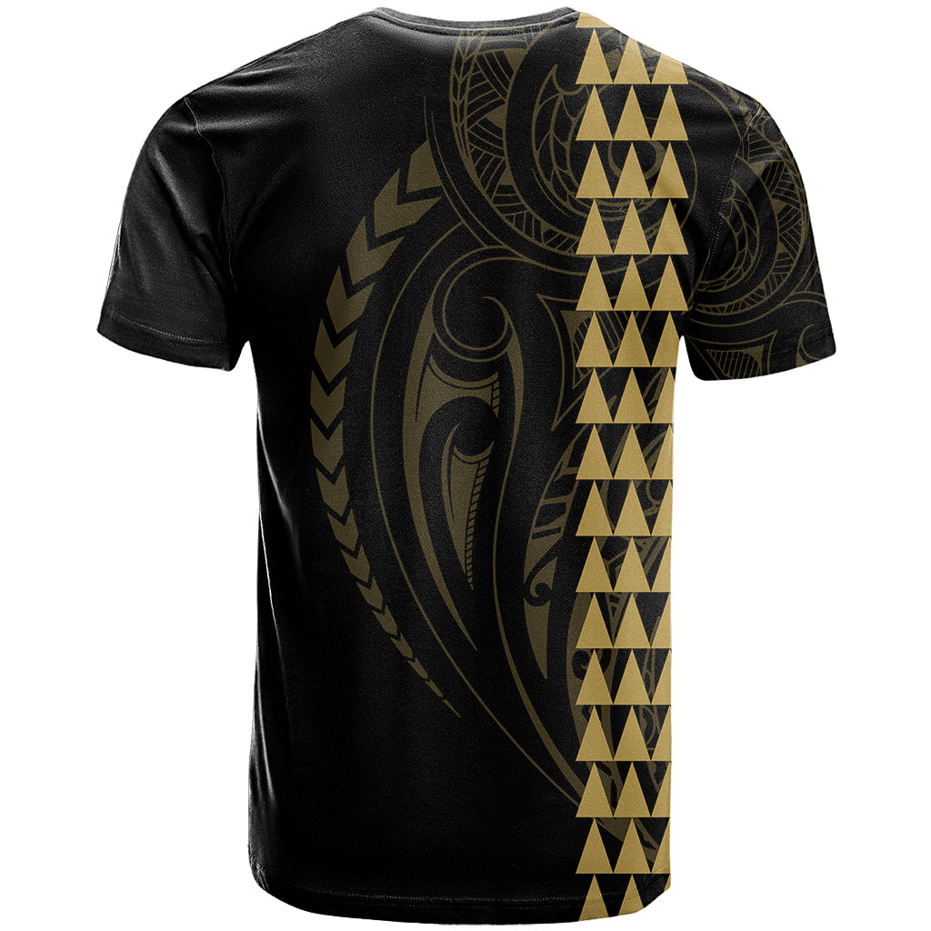 Polynesian T Shirt Hawaiian Warrior and Aloha Girl With Hammerhead Shark Tattoos Gold LT6 - Wonder Print Shop